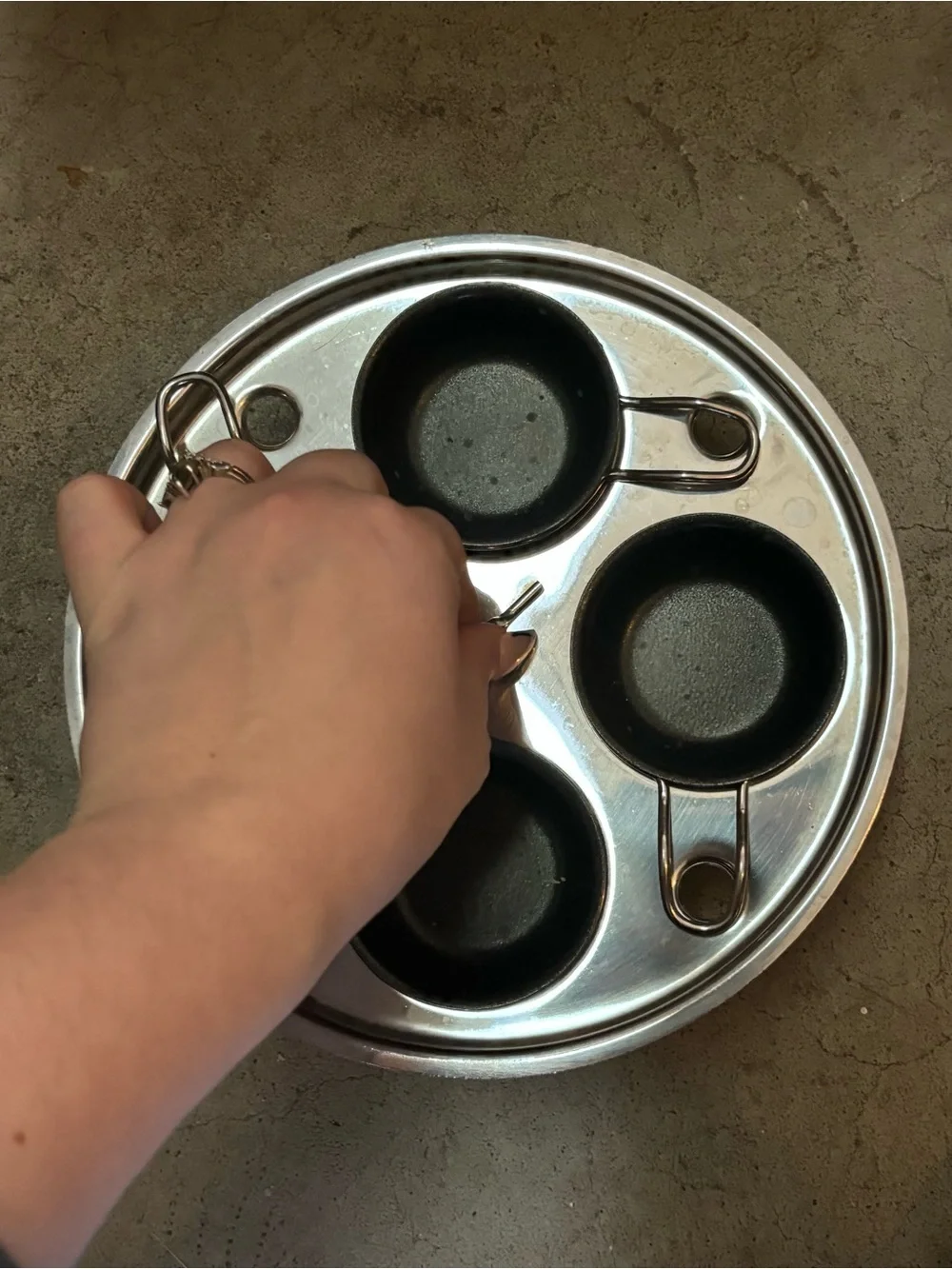 Fondue or Steamer Pot Rack with Mini Pots Pans Bowls